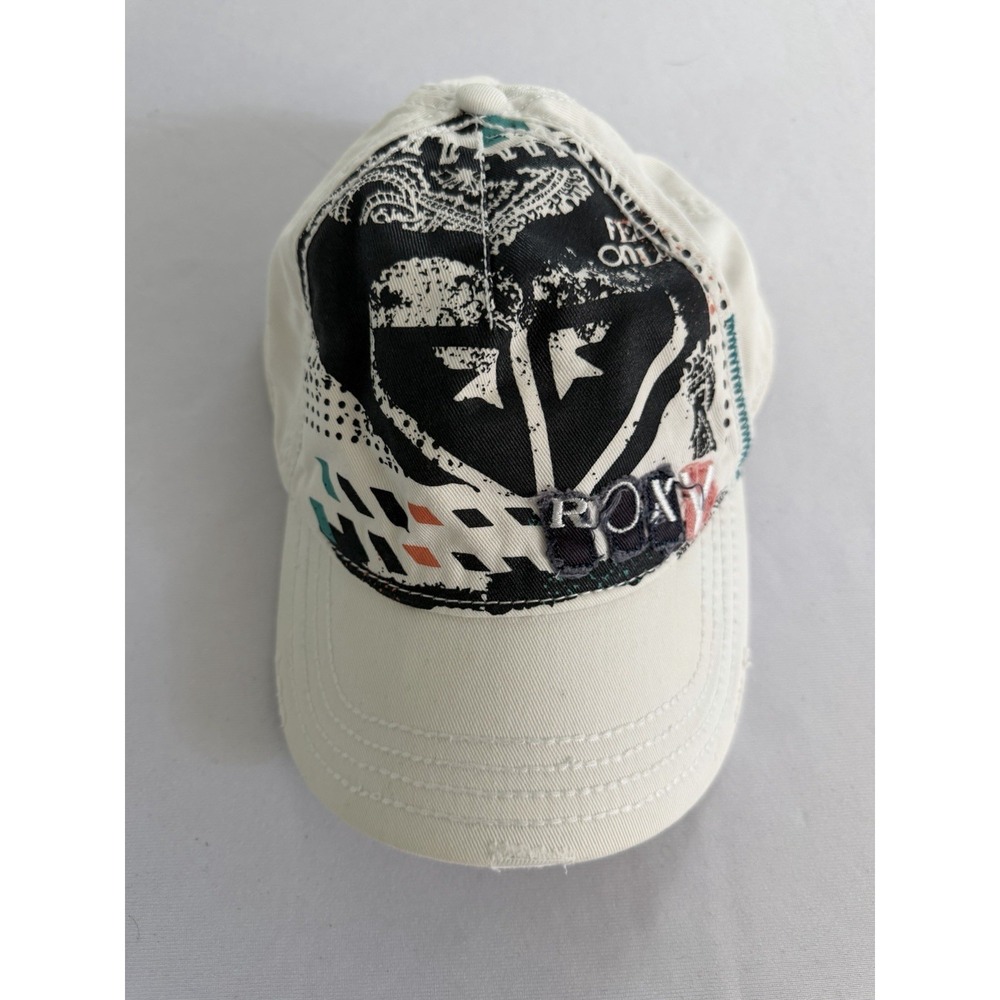 Vintage Y2K‎ Roxy Surf Trucker SnapBack Hat White Distressed